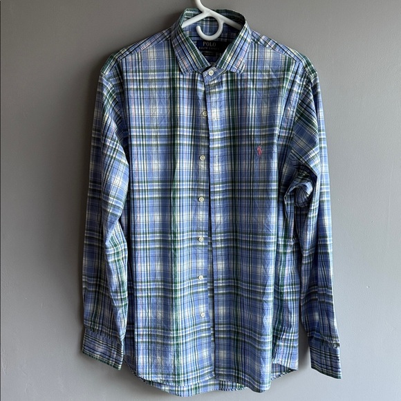 NWOT Polo by Ralph Lauren Men's Green and Blue Check Shirt Size Large - Picture 1 of 7
